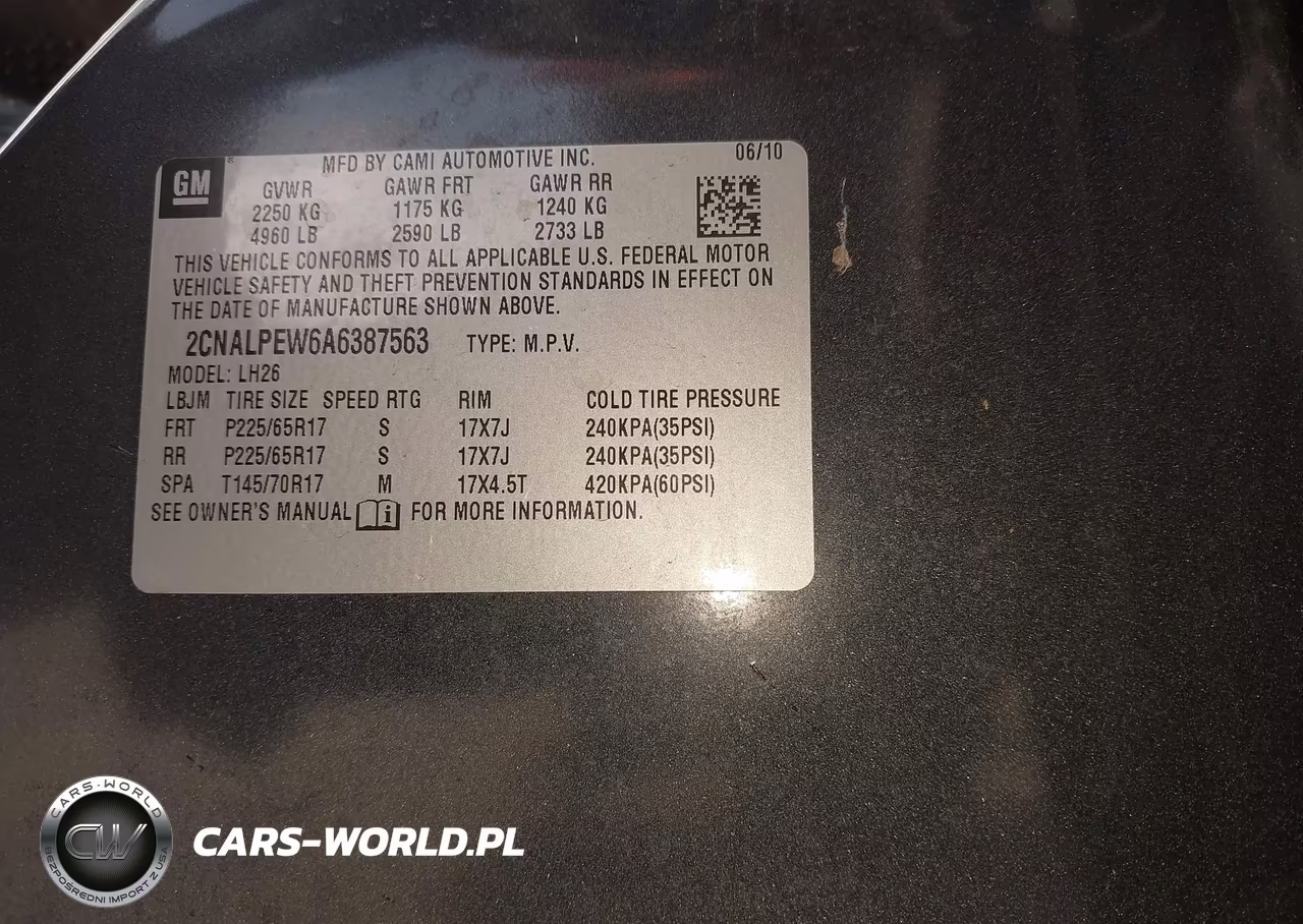 2010 Chevrolet Equinox Lt VIN:2CNALPEW6A6387563 - 9