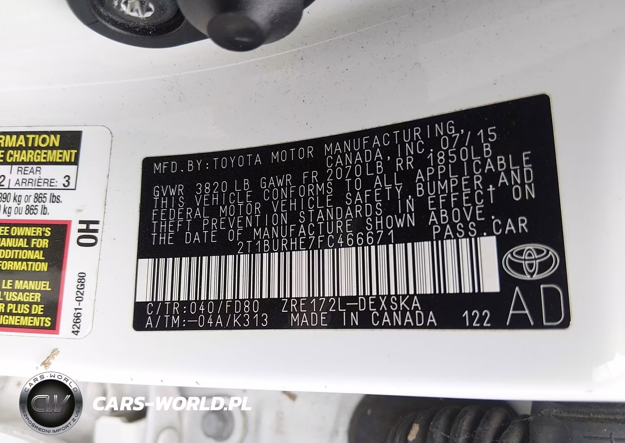 2015 Toyota Corolla S Plus VIN:2T1BURHE7FC466671 - 9