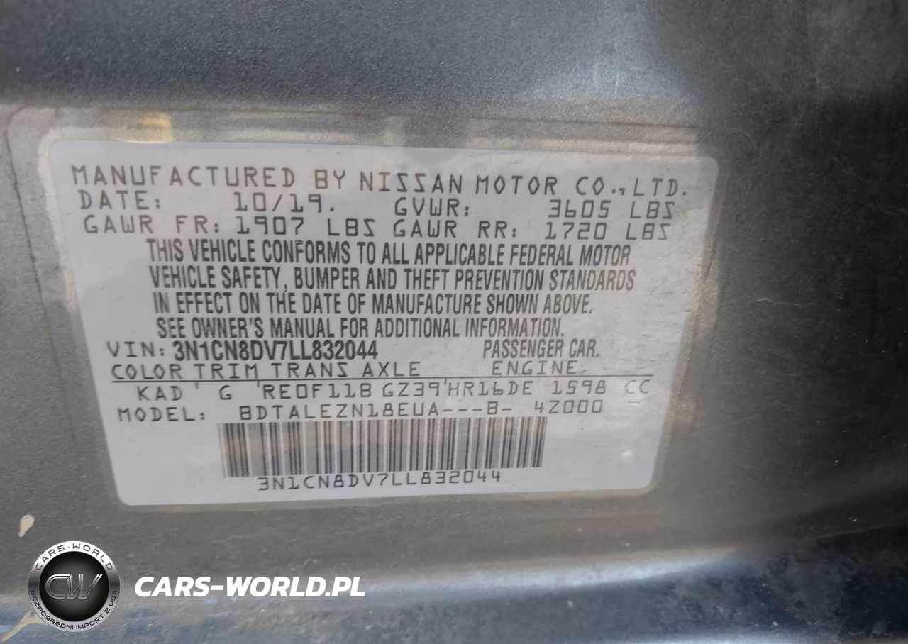 2020 Nissan Versa S Xtronic Cvt VIN:3N1CN8DV7LL832044 - 9