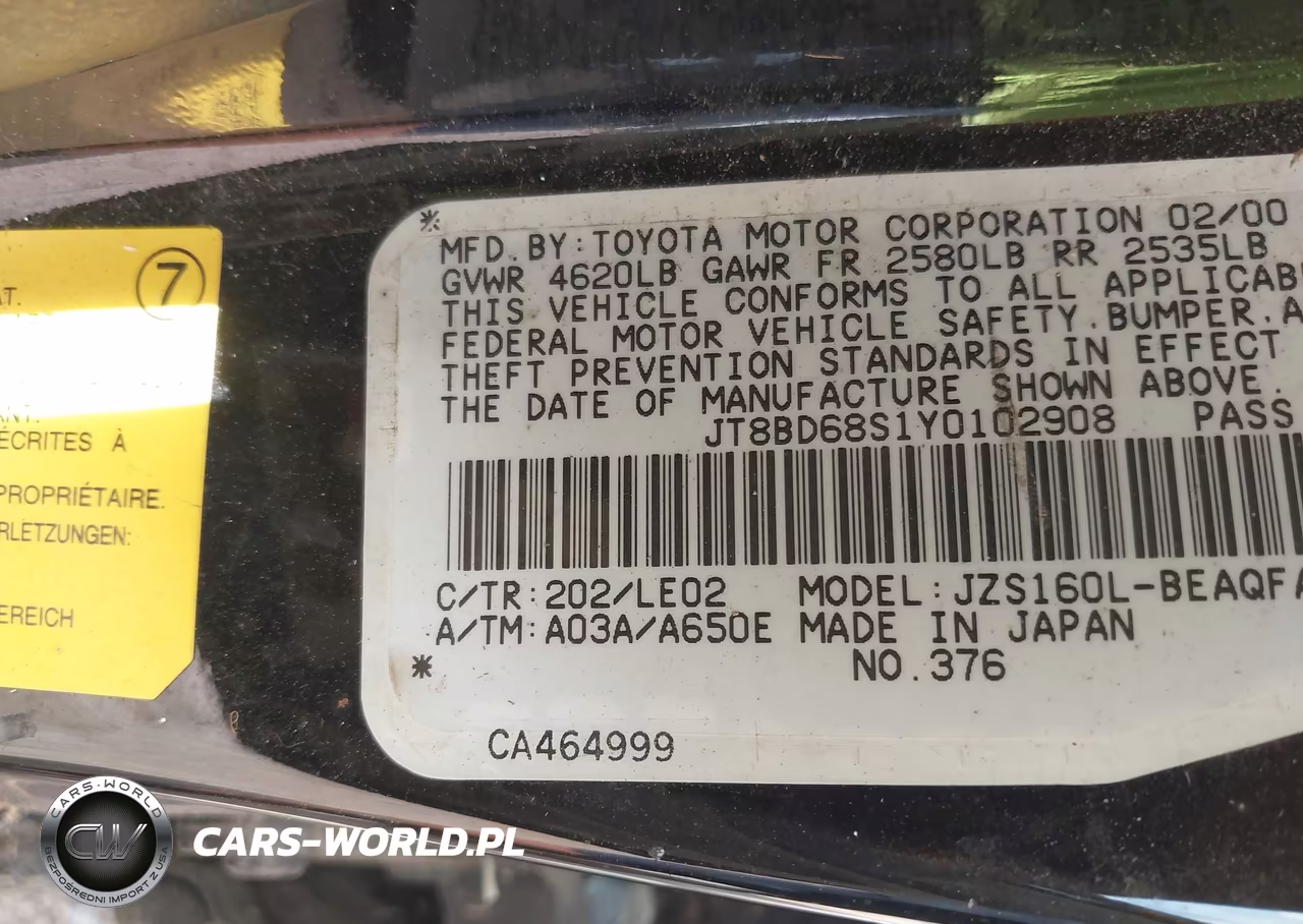 2000 Lexus Gs 300 VIN:JT8BD68S1Y0102908 - 9