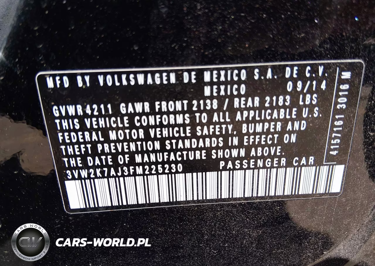 2015 Volkswagen Jetta 2.0L S VIN:3VW2K7AJ3FM225230 - 9