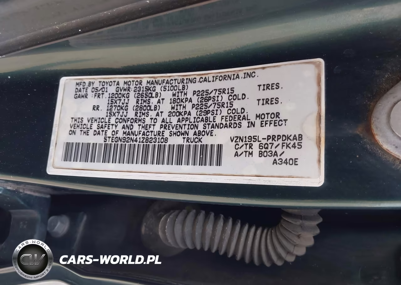 2001 Toyota Tacoma Prerunner V6 VIN:5TEGN92N41Z823108 - 9