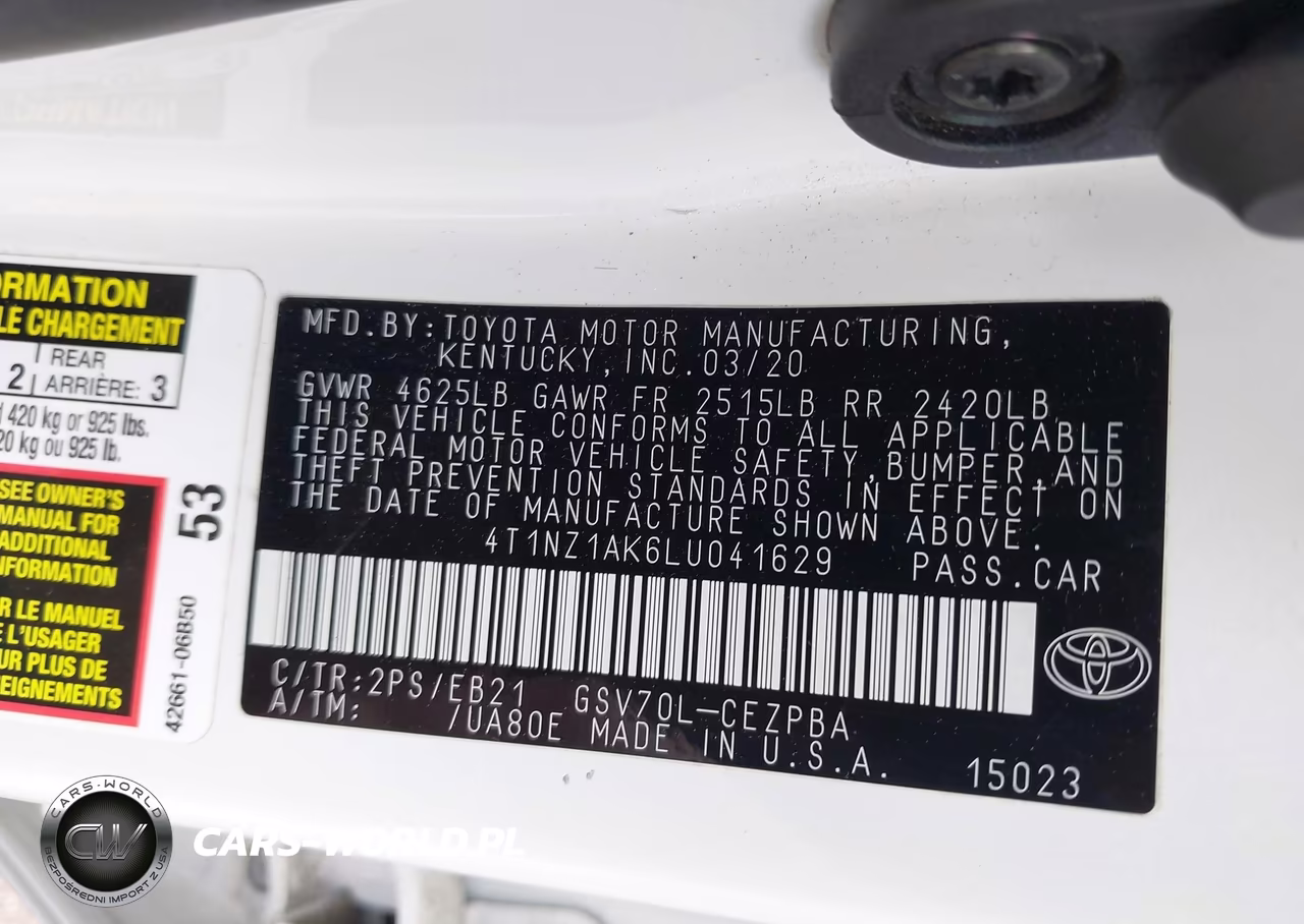 2020 Toyota Camry Trd V6 VIN:4T1NZ1AK6LU041629 - 9