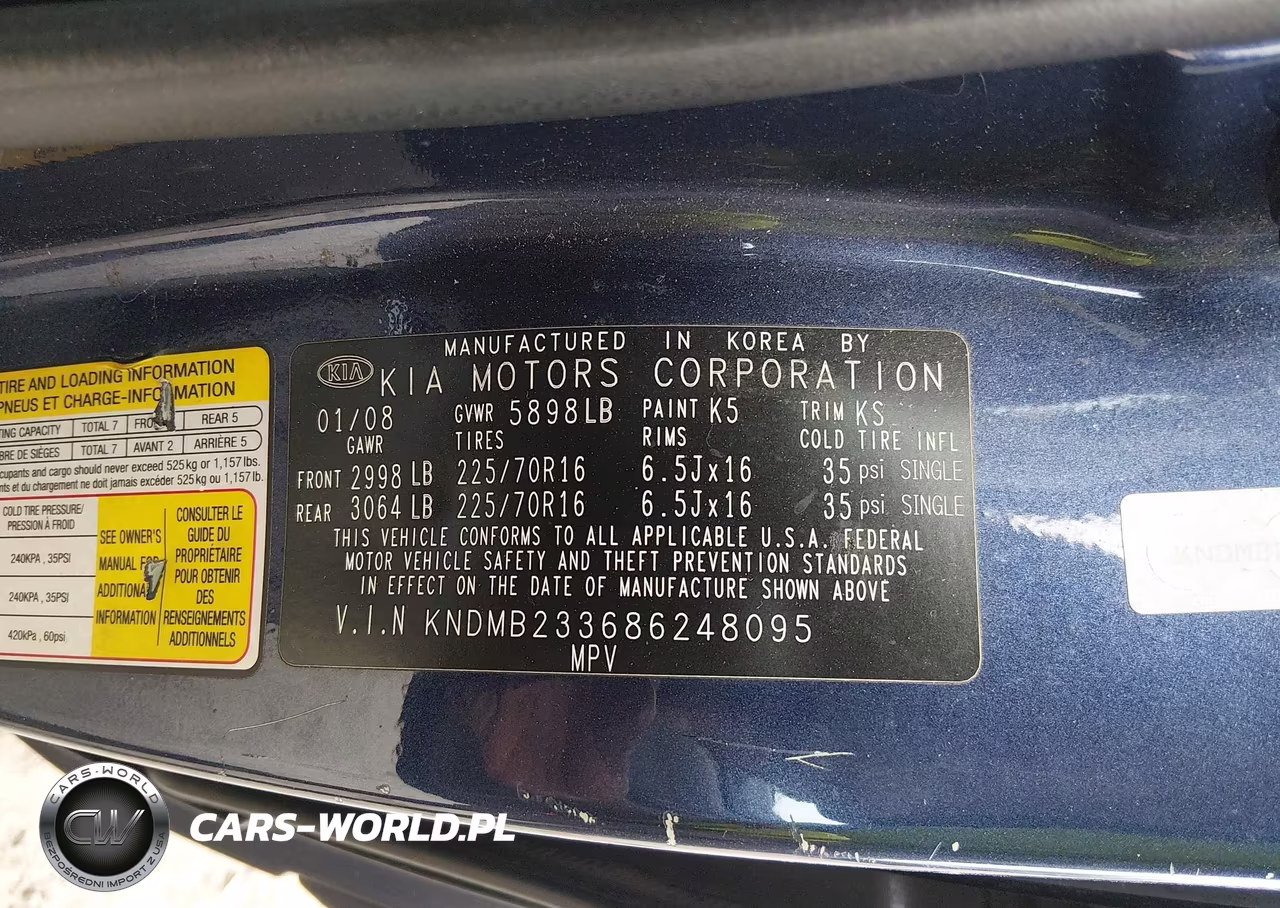 2008 Kia Sedona Lx VIN:KNDMB233686248095 - 9