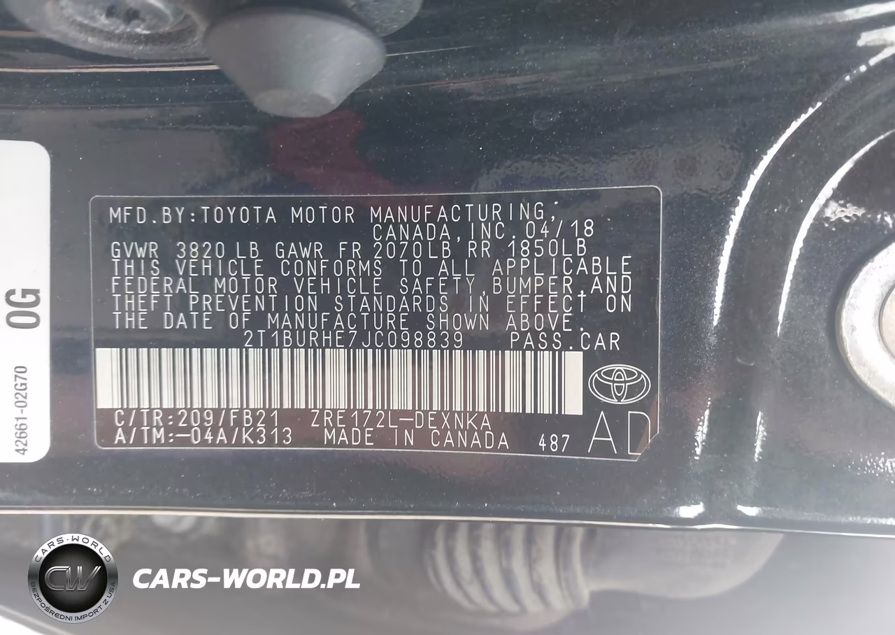 2018 Toyota Corolla Le VIN:2T1BURHE7JC098839 - 9