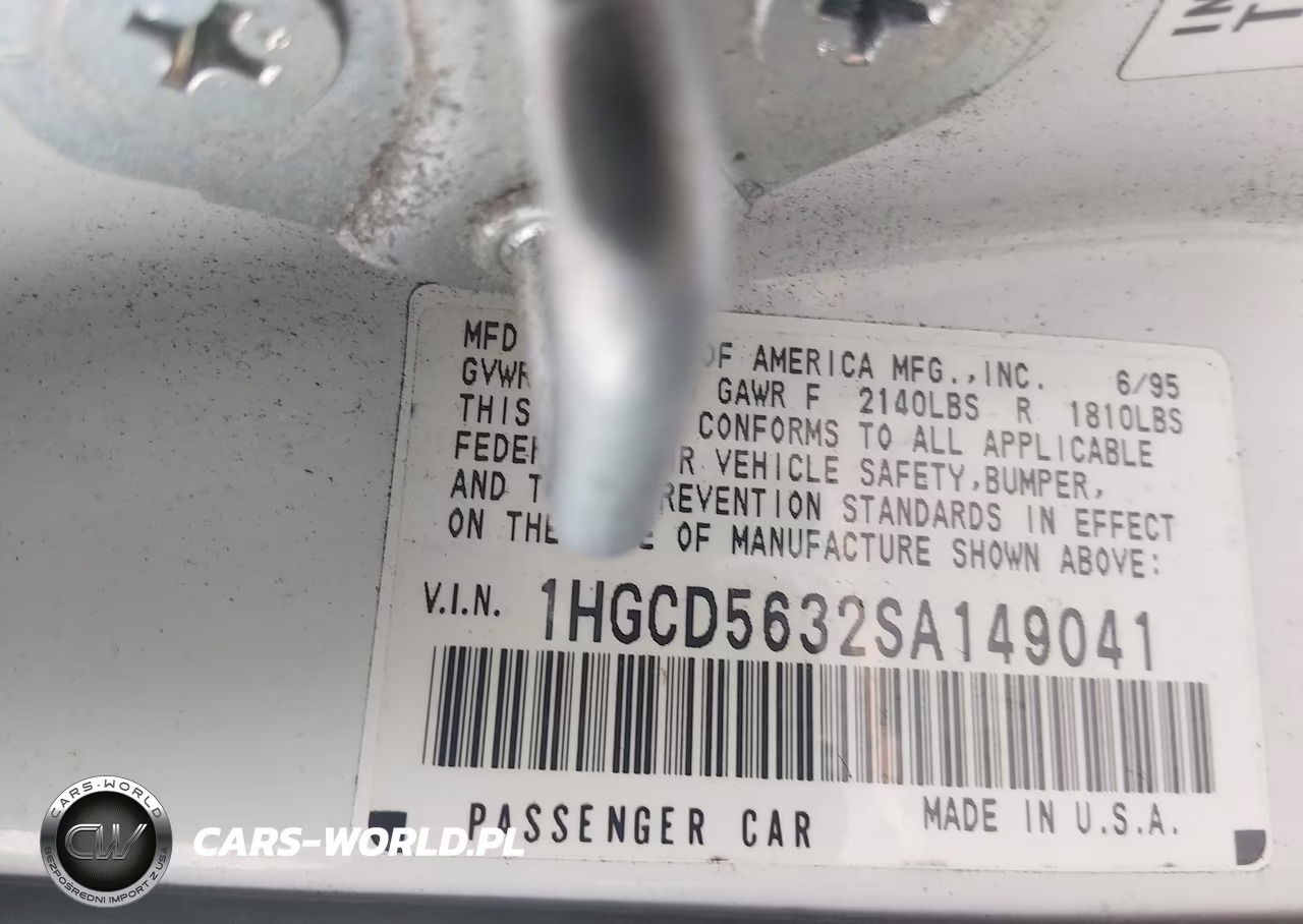 1995 Honda Accord Lx-Ex VIN:1HGCD5632SA149041 - 9
