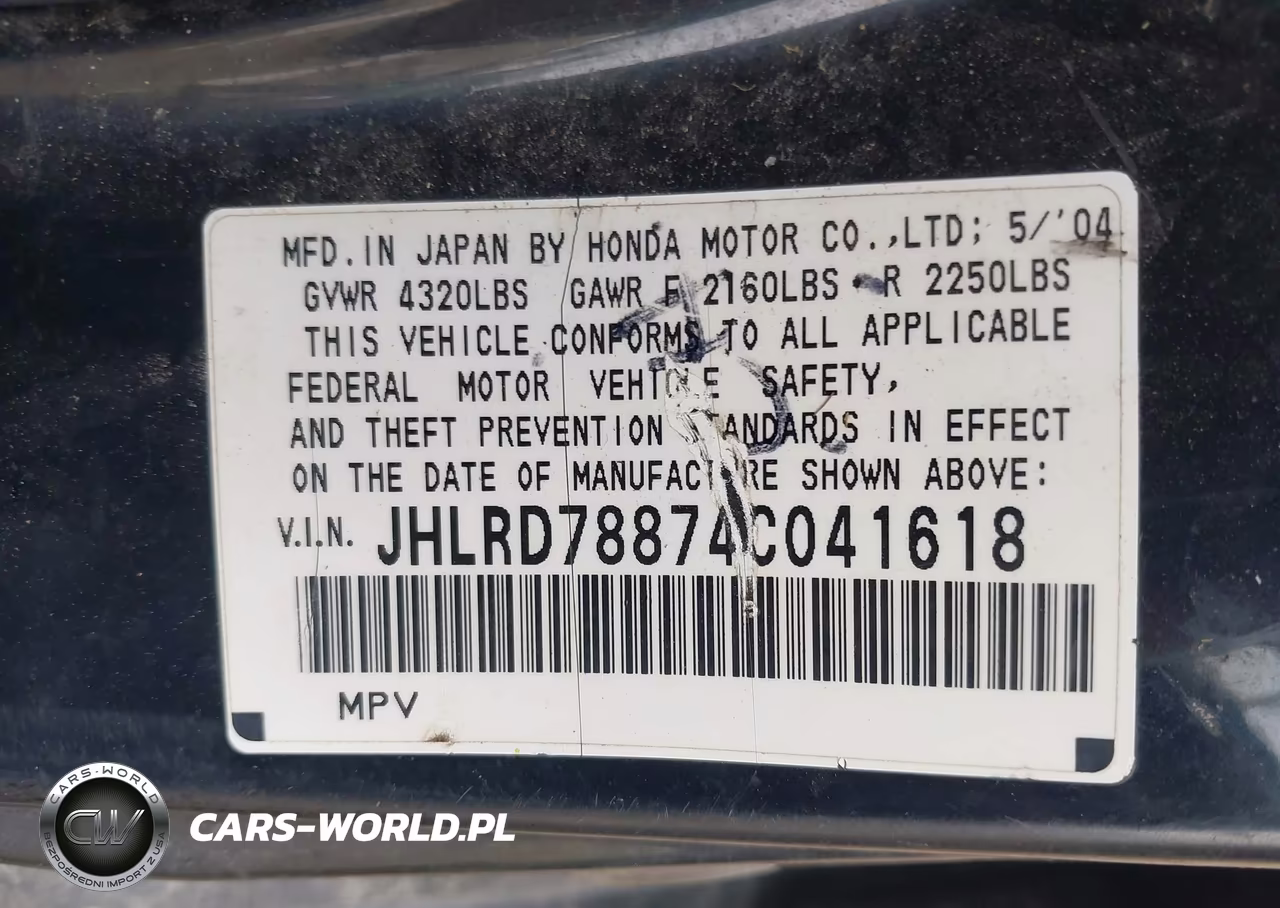 2004 Honda Cr-V Ex VIN:JHLRD78874C041618 - 9