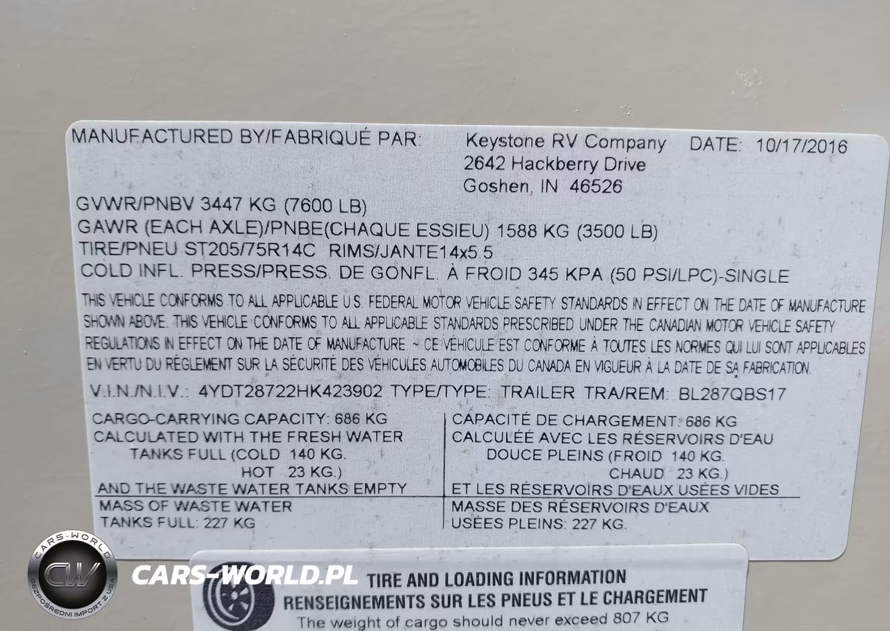 2017 Keystone Rv Other VIN:4YDT28722HK423902 - 9