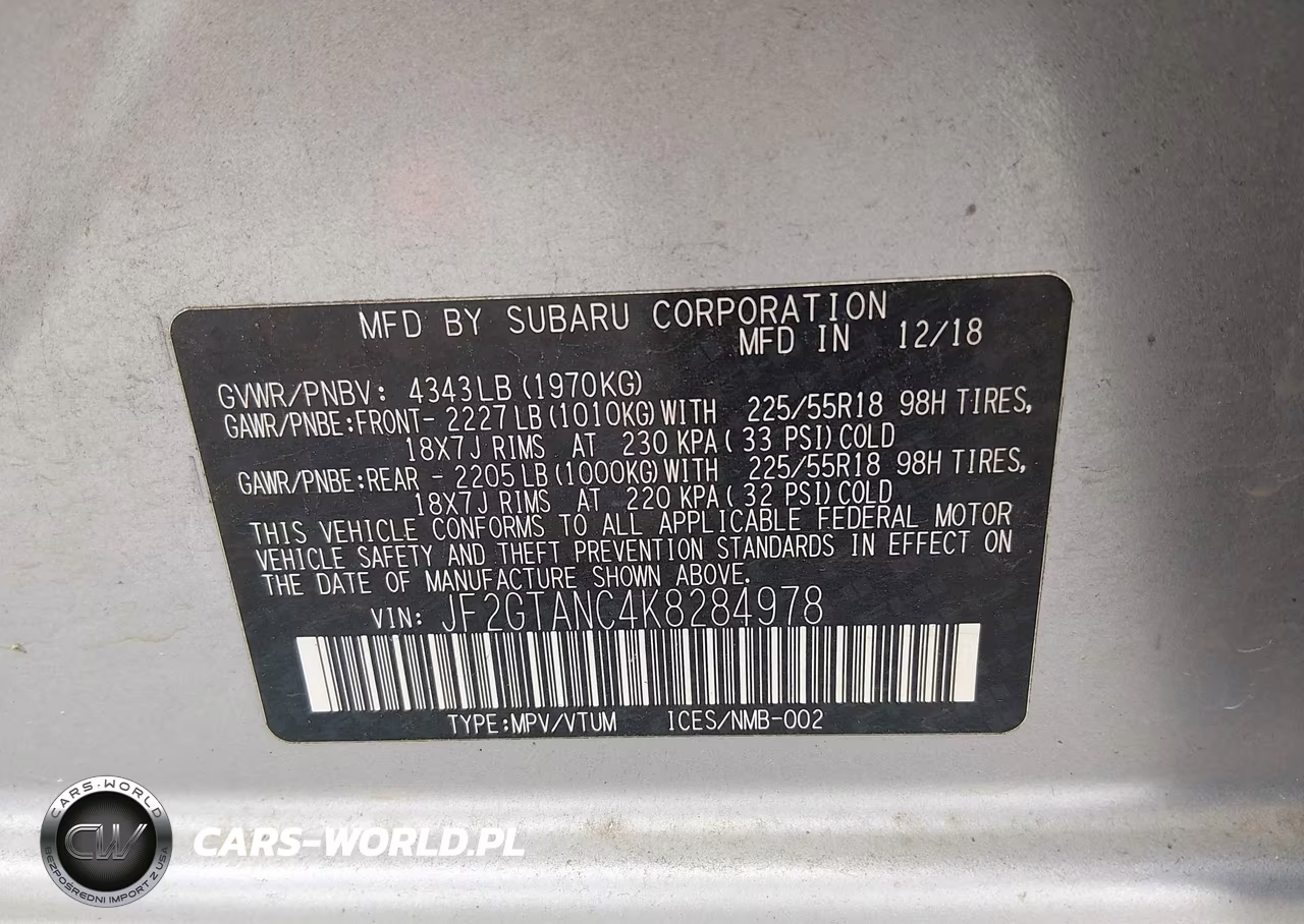2019 Subaru Crosstrek 2.0I Limited VIN:JF2GTANC4K8284978 - 9