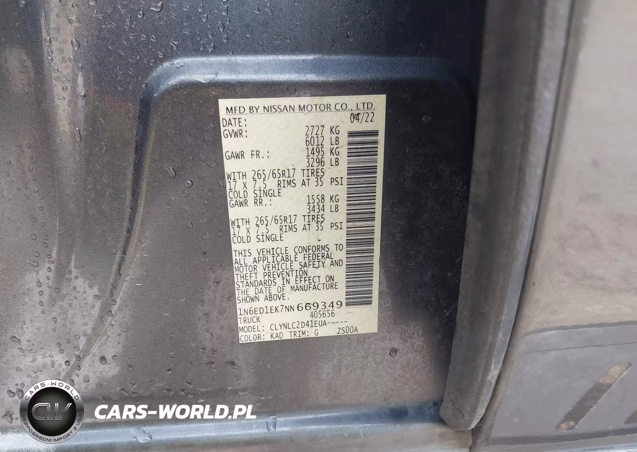 2022 Nissan Frontier VIN:1N6ED1EK7NN669349 - 9
