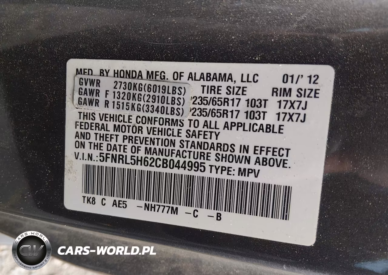 2012 Honda Odyssey Ex-L VIN:5FNRL5H62CB044995 - 9