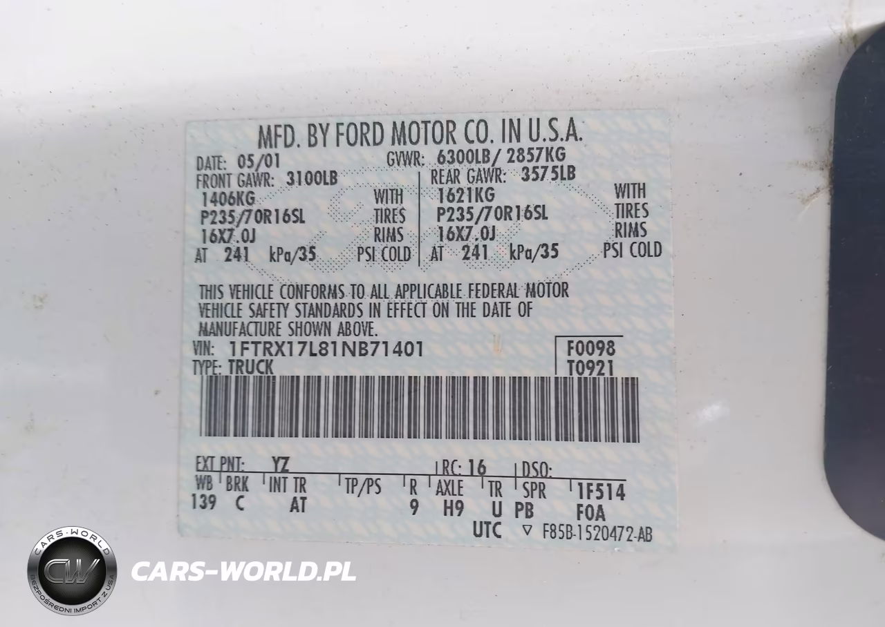 2001 Ford F-150 Lariat-Xl-Xlt VIN:1FTRX17L81NB71401 - 9