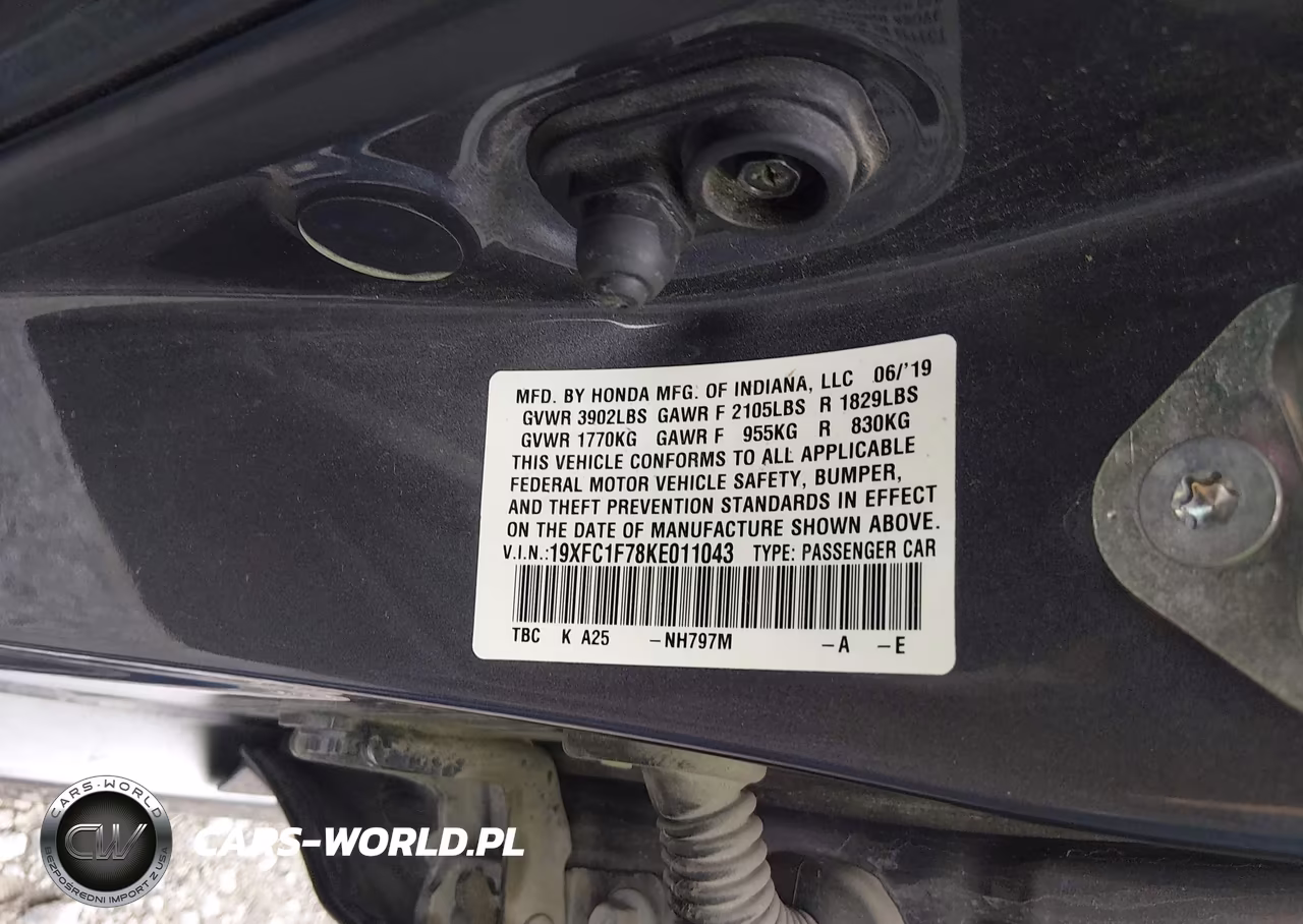 2019 Honda Civic Ex-L VIN:19XFC1F78KE011043 - 9
