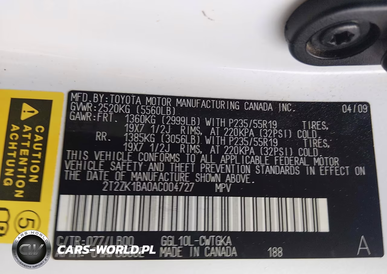 2010 Lexus Rx 350 VIN:2T2ZK1BA0AC004727 - 9