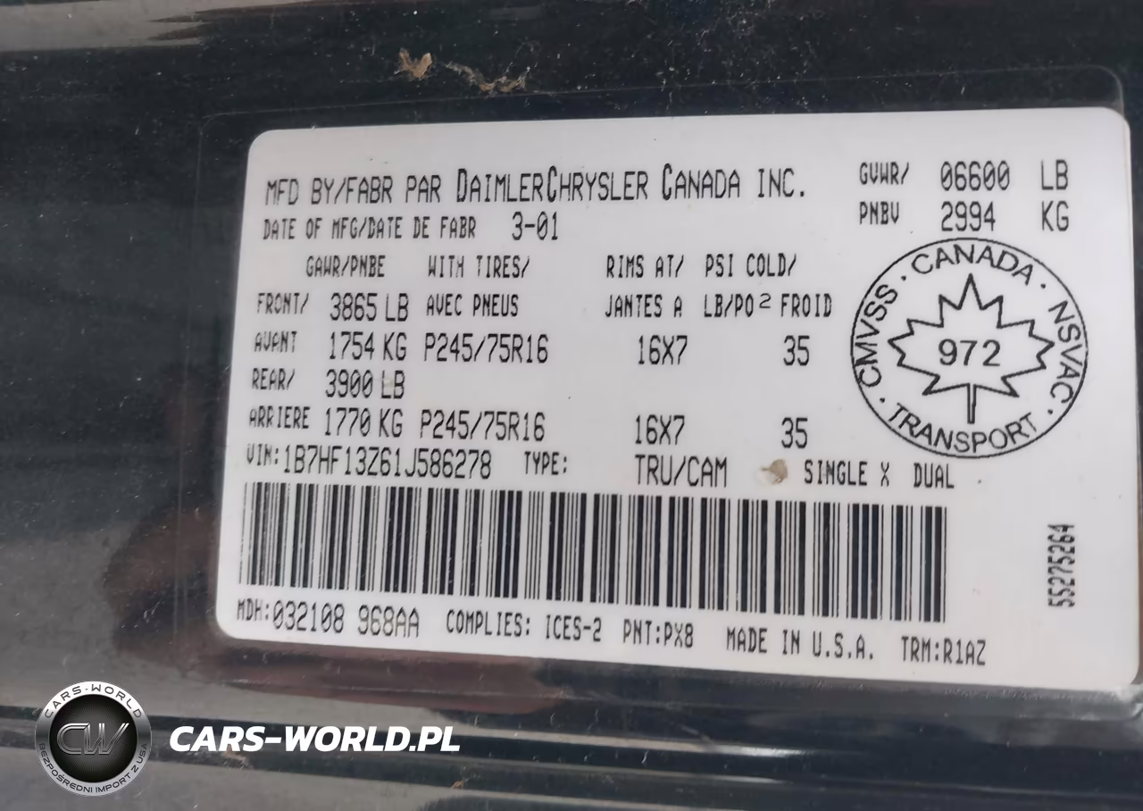 2001 Dodge Ram 1500 St VIN:1B7HF13Z61J586278 - 9