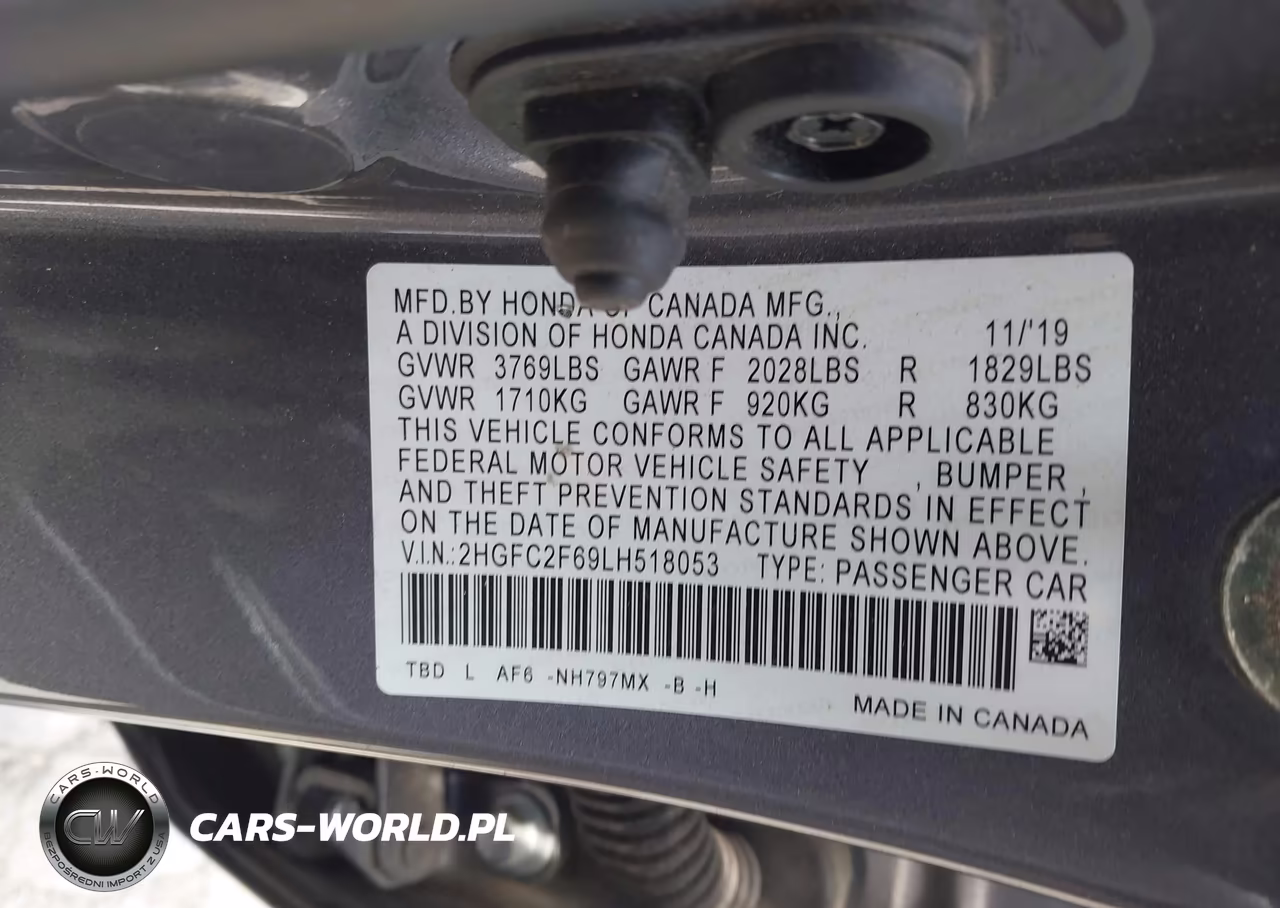 2020 Honda Civic Lx VIN:2HGFC2F69LH518053 - 9