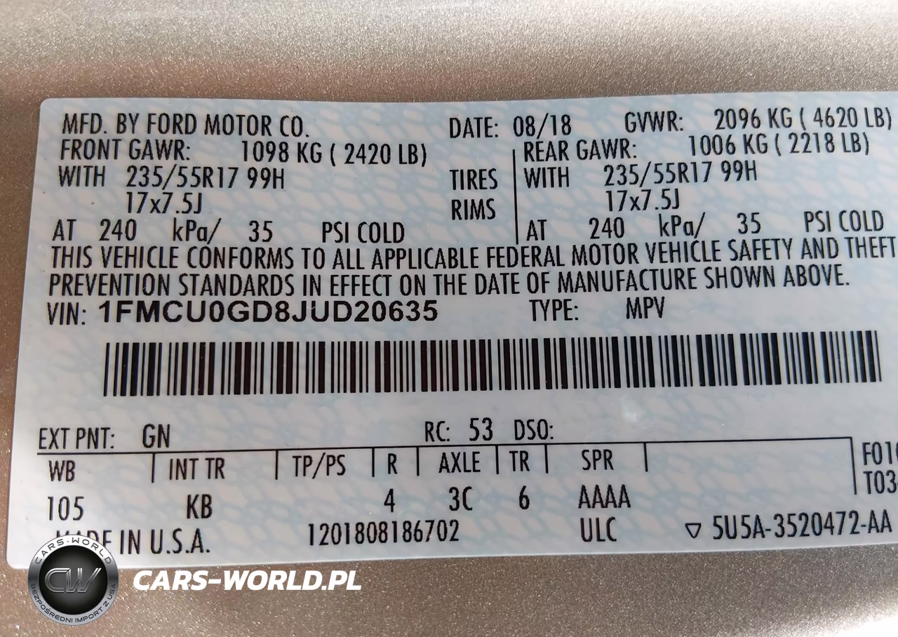 2018 Ford Escape Se VIN:1FMCU0GD8JUD20635 - 9