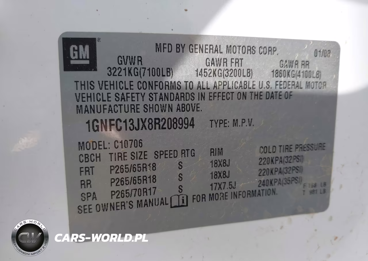 2008 Chevrolet Tahoe Lt VIN:1GNFC13JX8R208994 - 9