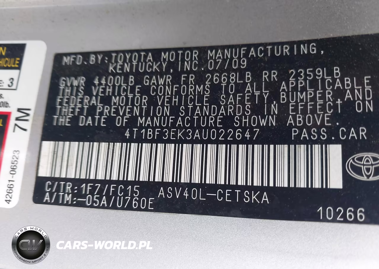 2010 Toyota Camry Se VIN:4T1BF3EK3AU022647 - 9
