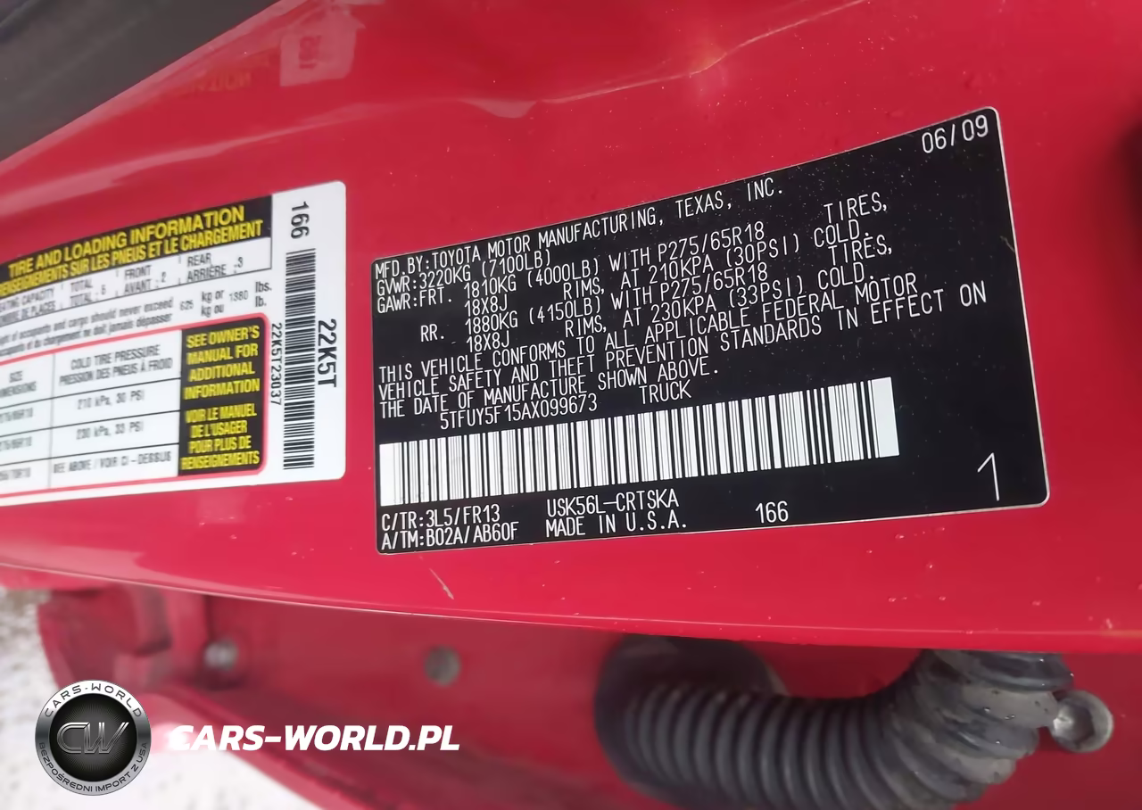 2010 Toyota Tundra Grade 5.7L V8 VIN:5TFUY5F15AX099673 - 9