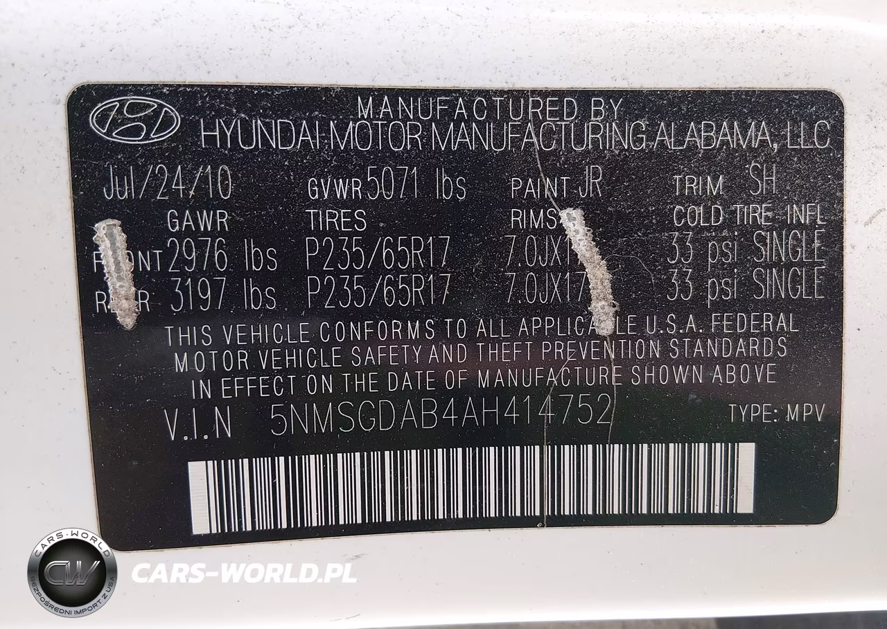 2010 Hyundai Santa Fe Gls VIN:5NMSGDAB4AH414752 - 9