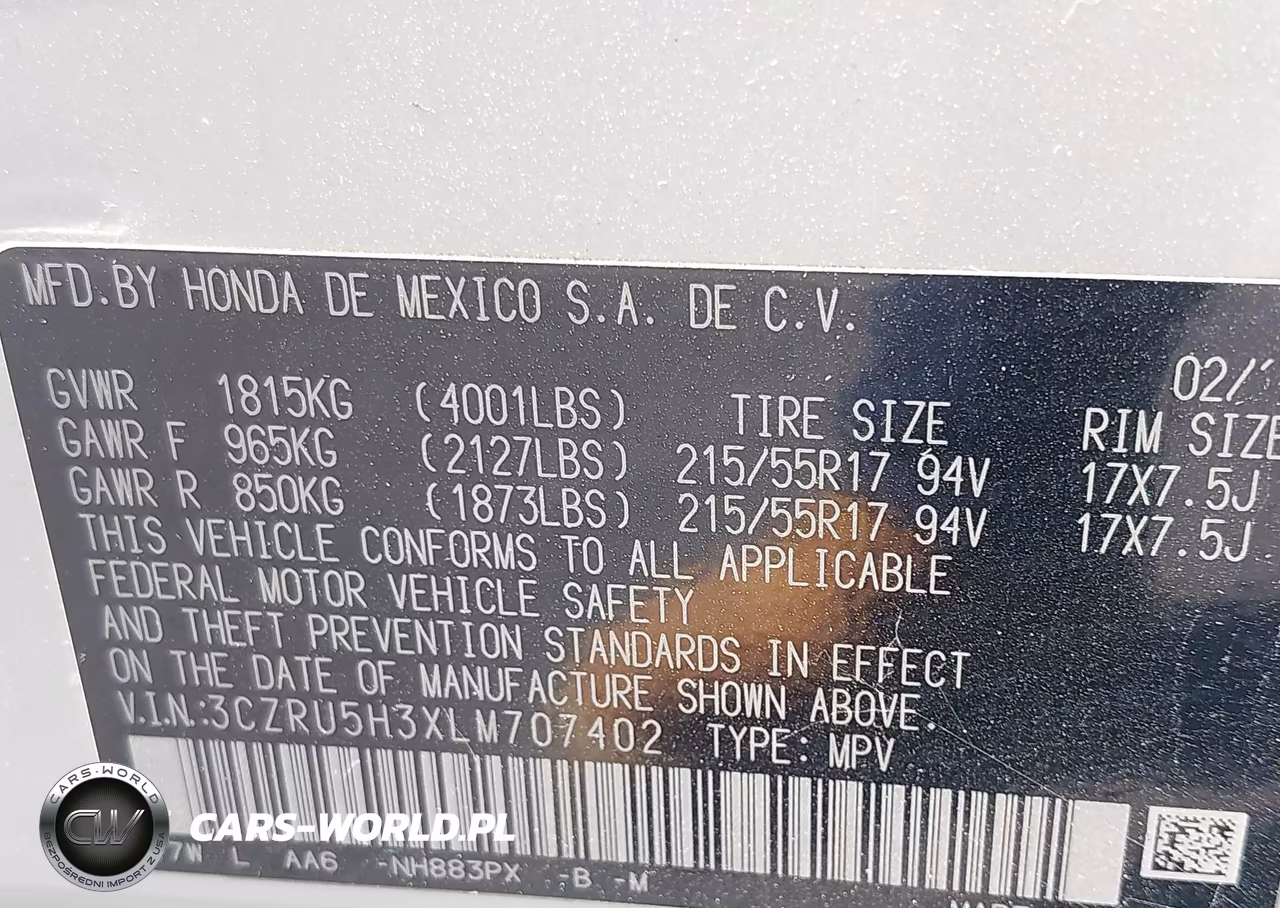 2020 Honda Hr-V 2Wd Lx VIN:3CZRU5H3XLM707402 - 9