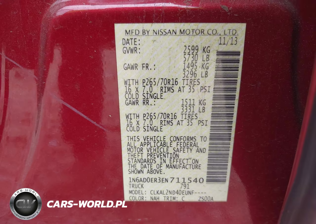 2014 Nissan Frontier Sv VIN:1N6AD0ER3EN711540 - 9