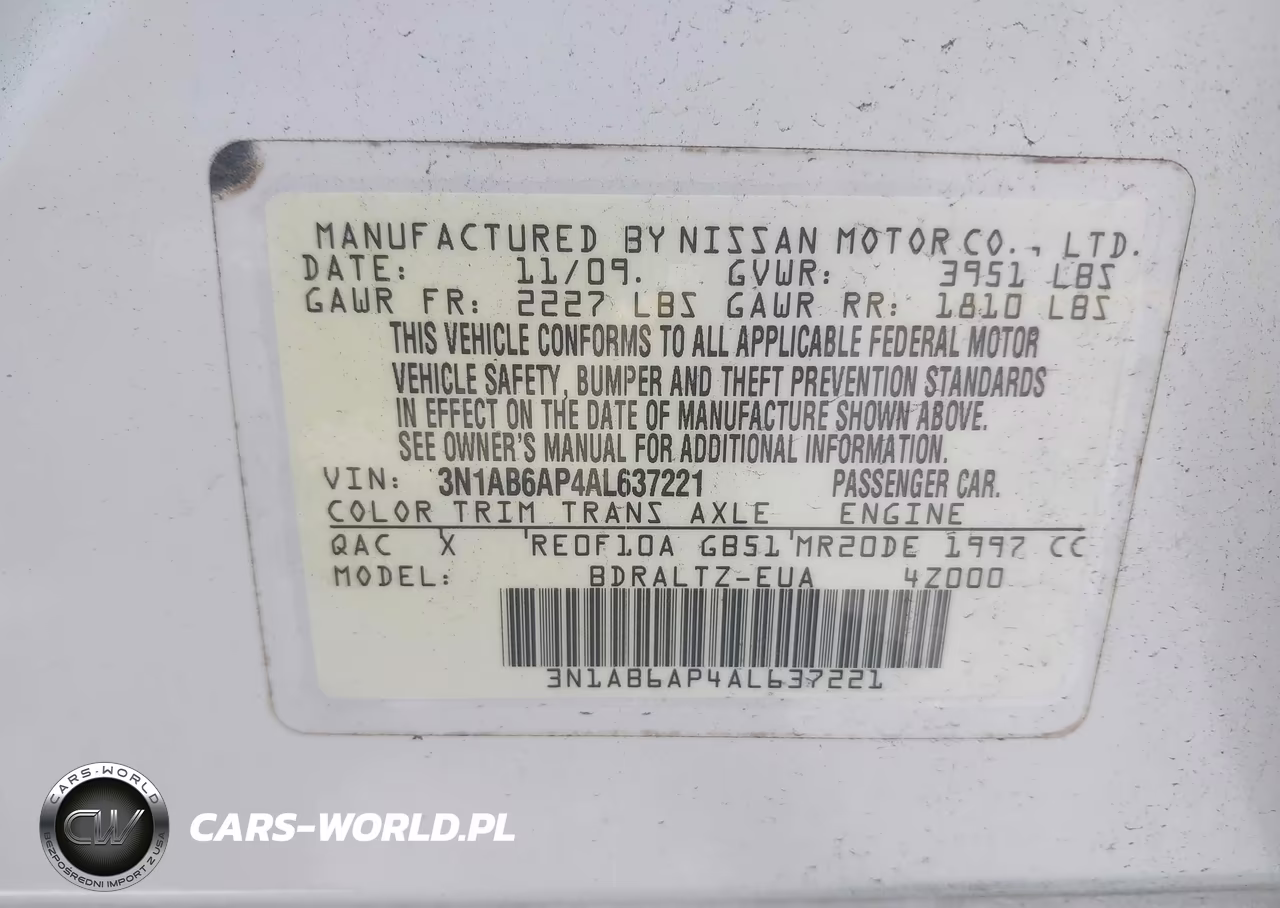 2010 Nissan Sentra 2.0Sr VIN:3N1AB6AP4AL637221 - 9
