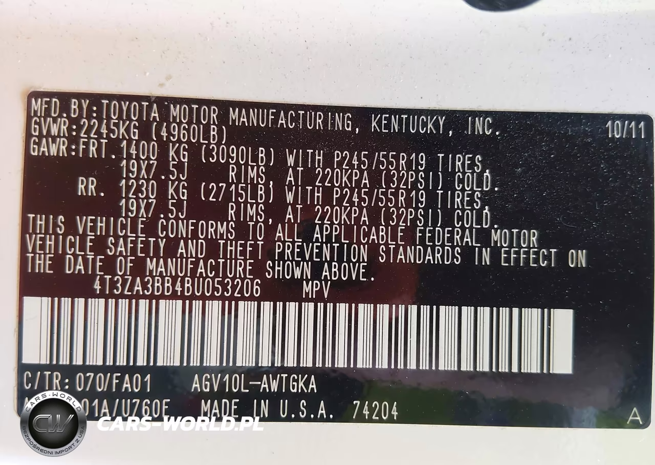 2011 Toyota Venza VIN:4T3ZA3BB4BU053206 - 9