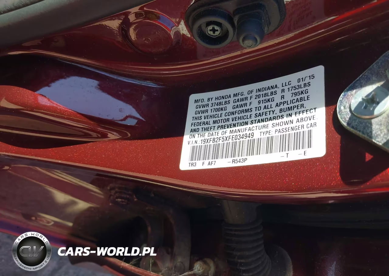 2015 Honda Civic Lx VIN:19XFB2F5XFE034949 - 9