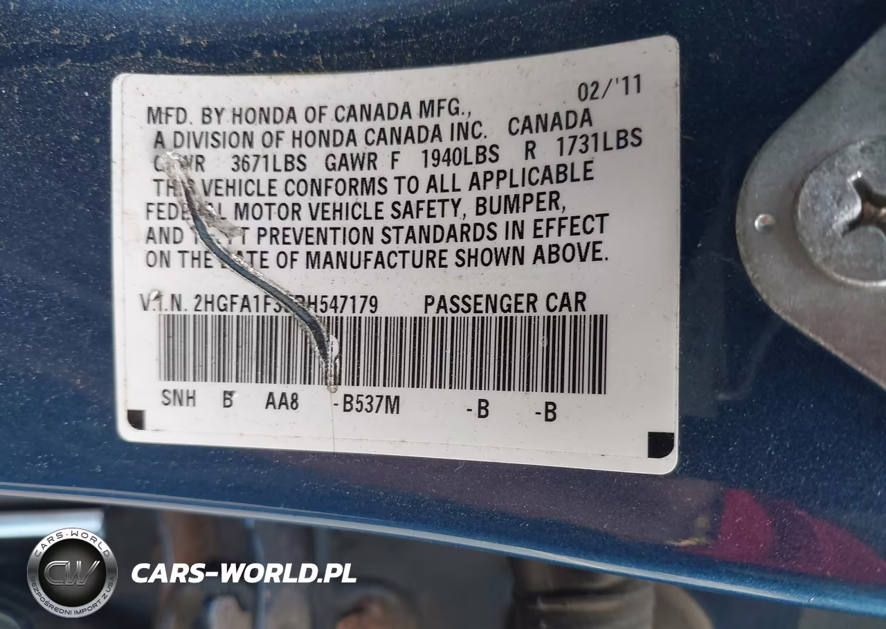 2011 Honda Civic Vp VIN:2HGFA1F35BH547179 - 9