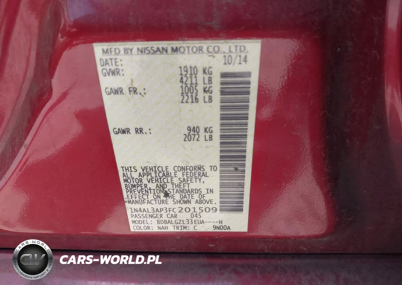 2015 Nissan Altima 2.5 S VIN:1N4AL3AP3FC201509 - 9