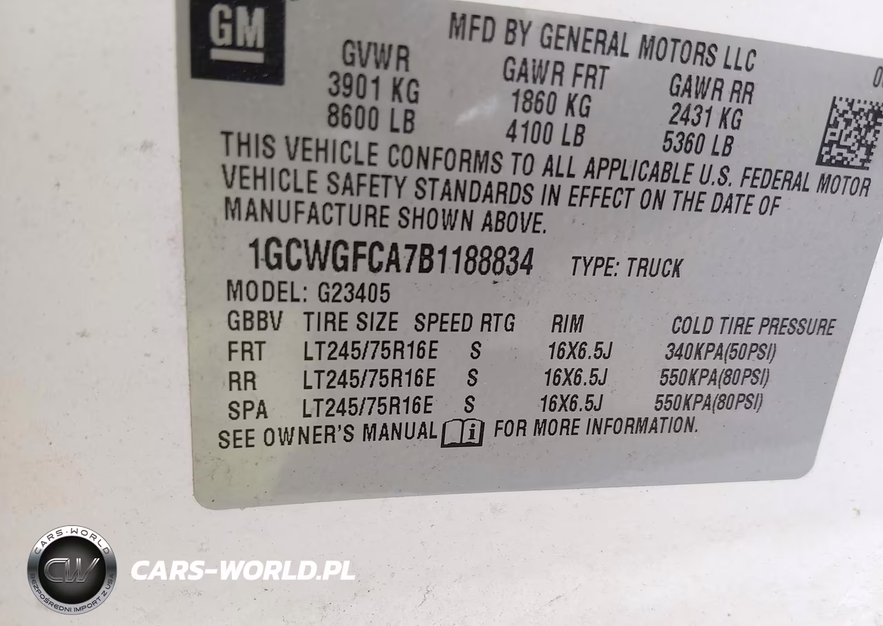 2011 Chevrolet Express 2500 Work Van VIN:1GCWGFCA7B1188834 - 9