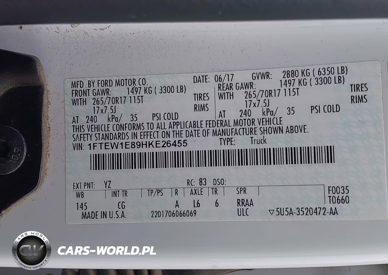 2017 Ford F-150 Xl VIN:1FTEW1E89HKE26455 - 9