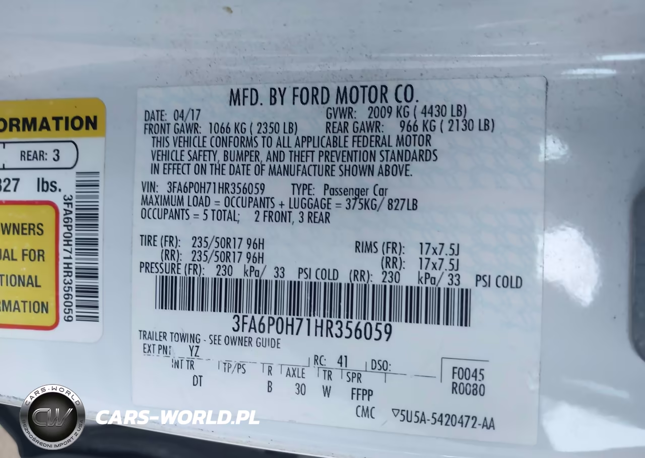 2017 Ford Fusion Se VIN:3FA6P0H71HR356059 - 9
