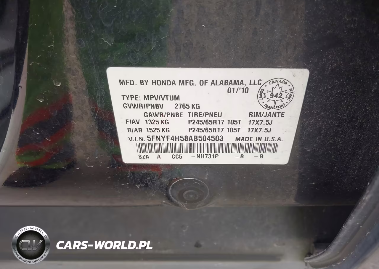 2010 Honda Pilot Ex-L VIN:5FNYF4H58AB504503 - 9