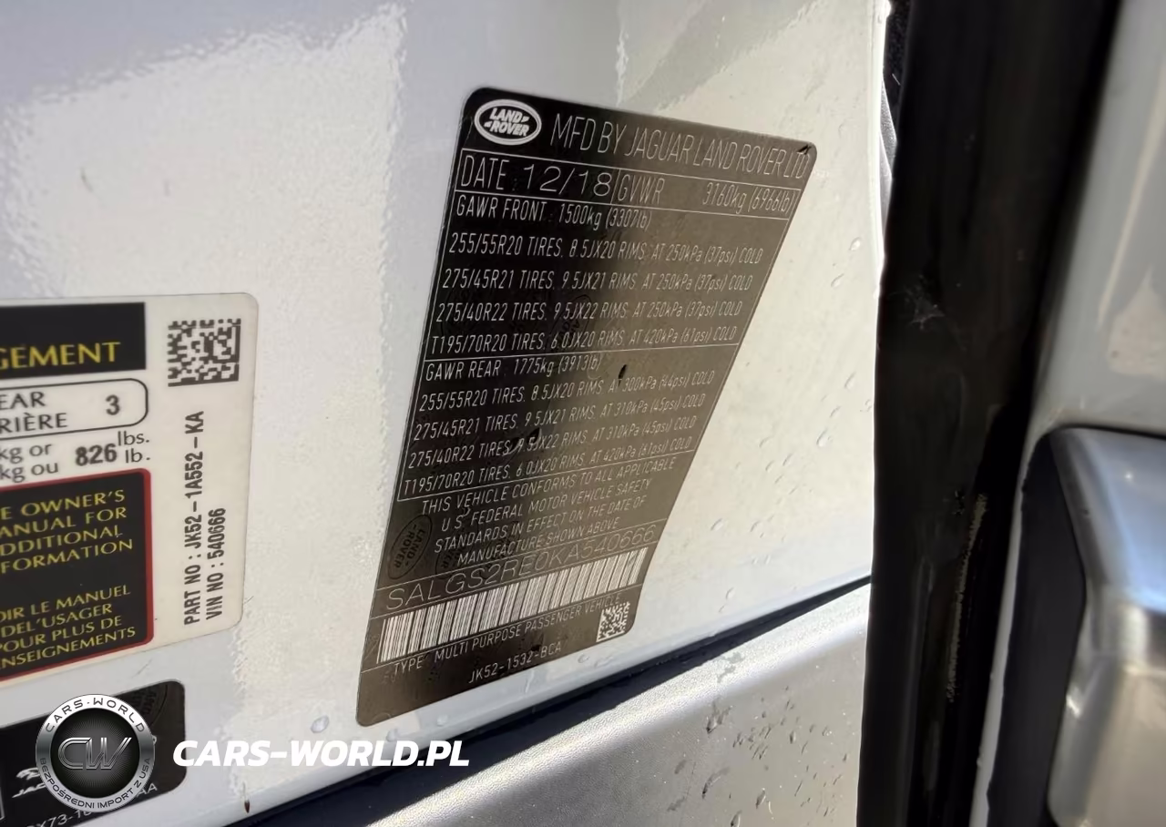 2019 Land Rover Range Rover 5.0L V8 Supercharged VIN:SALGS2RE0KA540666 - 9