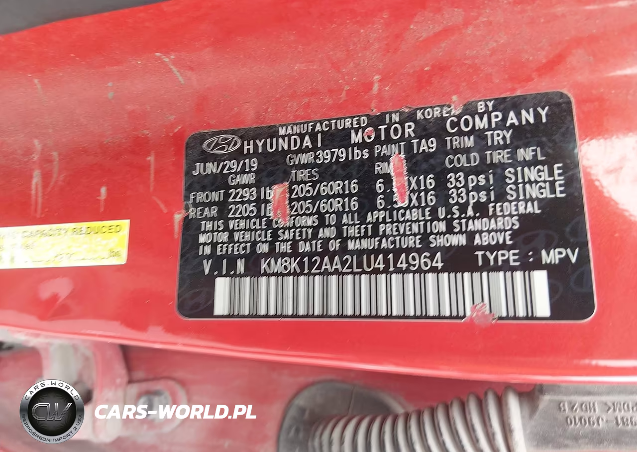 2020 Hyundai Kona Se VIN:KM8K12AA2LU414964 - 9