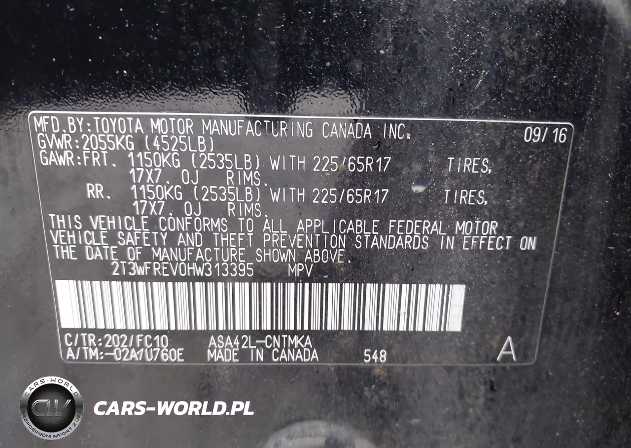 2017 Toyota Rav4 Xle VIN:2T3WFREV0HW313395 - 9