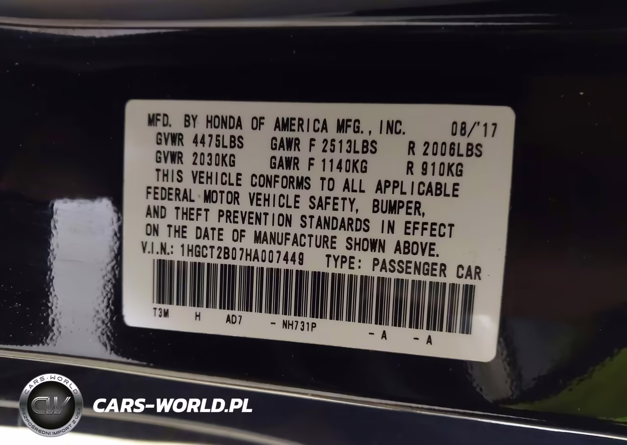 2017 Honda Accord Touring V6 VIN:1HGCT2B07HA007449 - 9