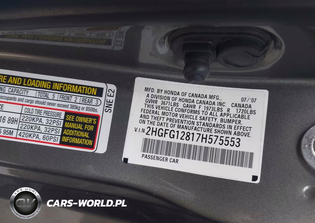 2007 HONDA CIVIC EX VIN:2HGFG12817H575553 - 9