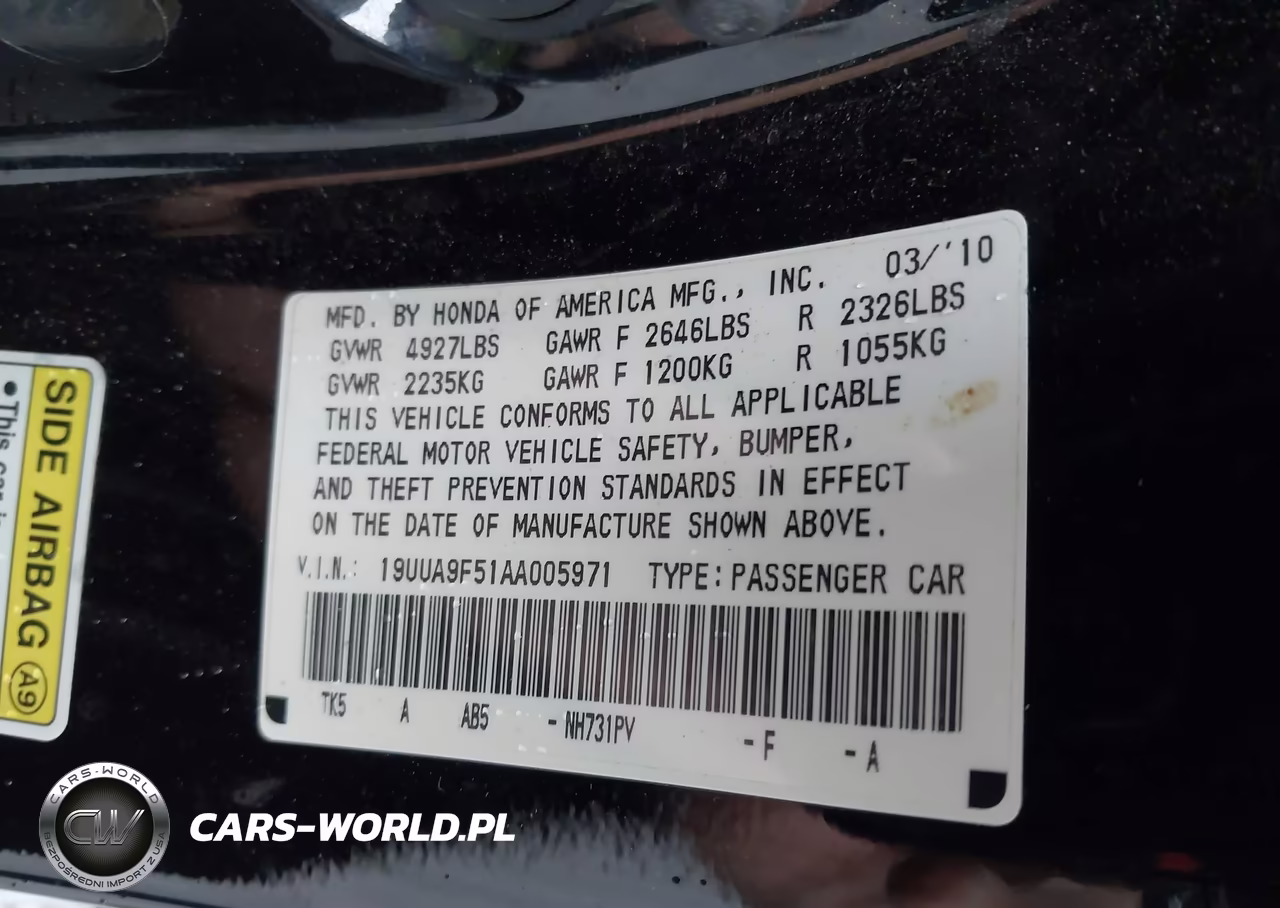 2010 Acura Tl 3.7 VIN:19UUA9F51AA005971 - 9