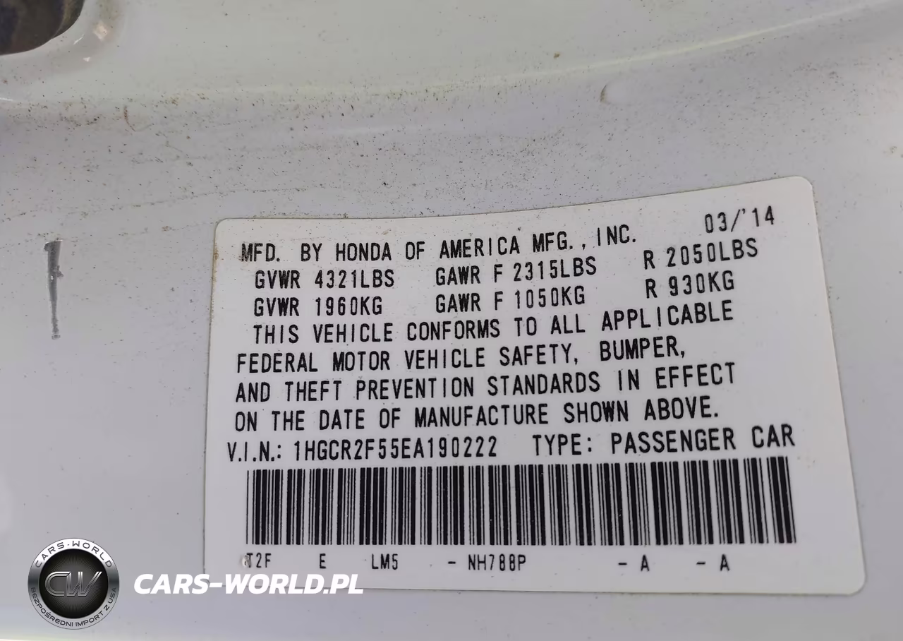 2014 Honda Accord Sport VIN:1HGCR2F55EA190222 - 9