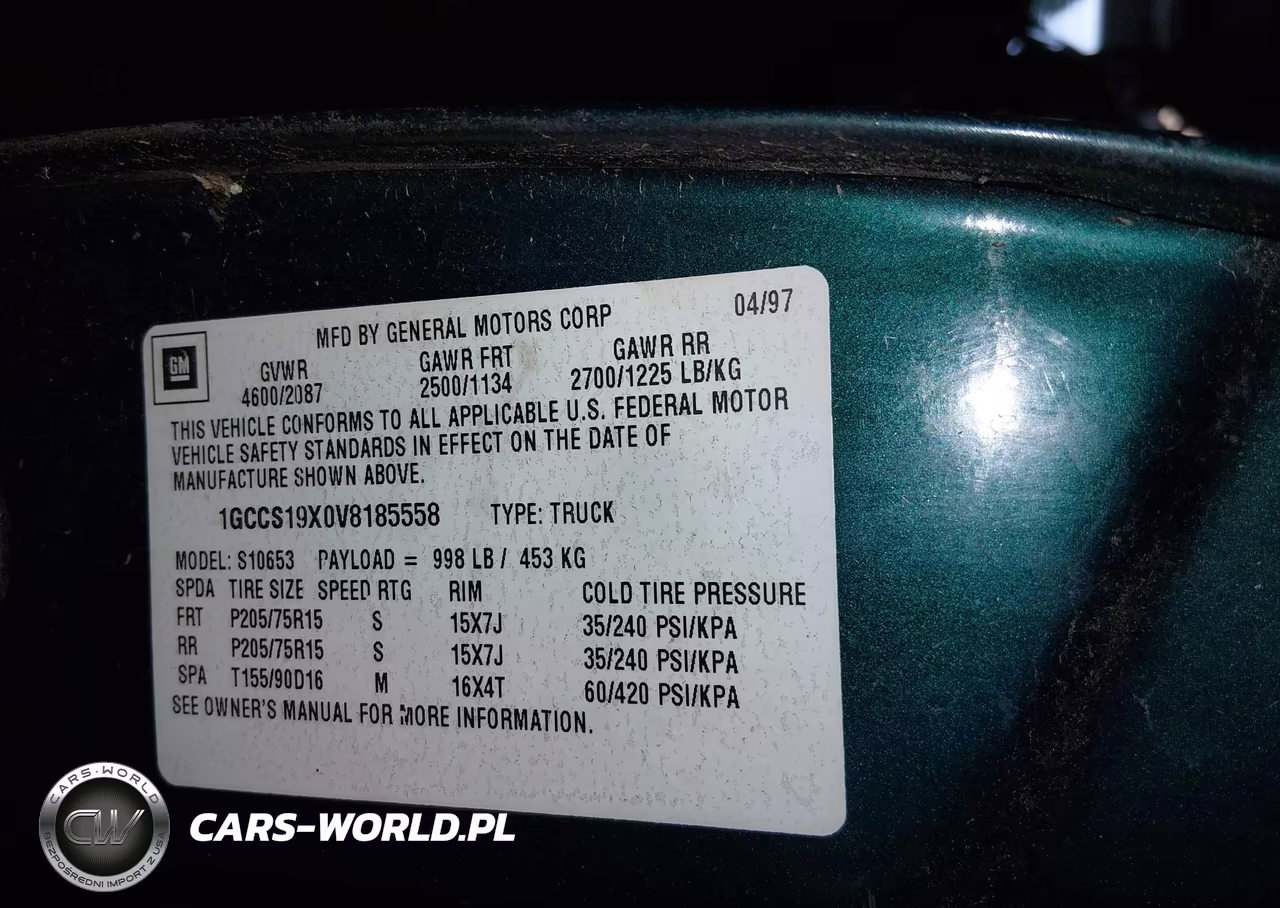 1997 Chevrolet S-10 Ls Fleetside Cmi VIN:1GCCS19X0V8185558 - 9