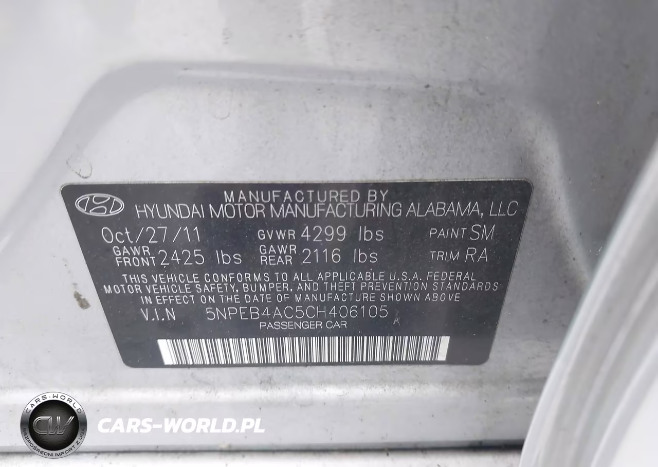 2012 Hyundai Sonata Gls VIN:5NPEB4AC5CH406105 - 9