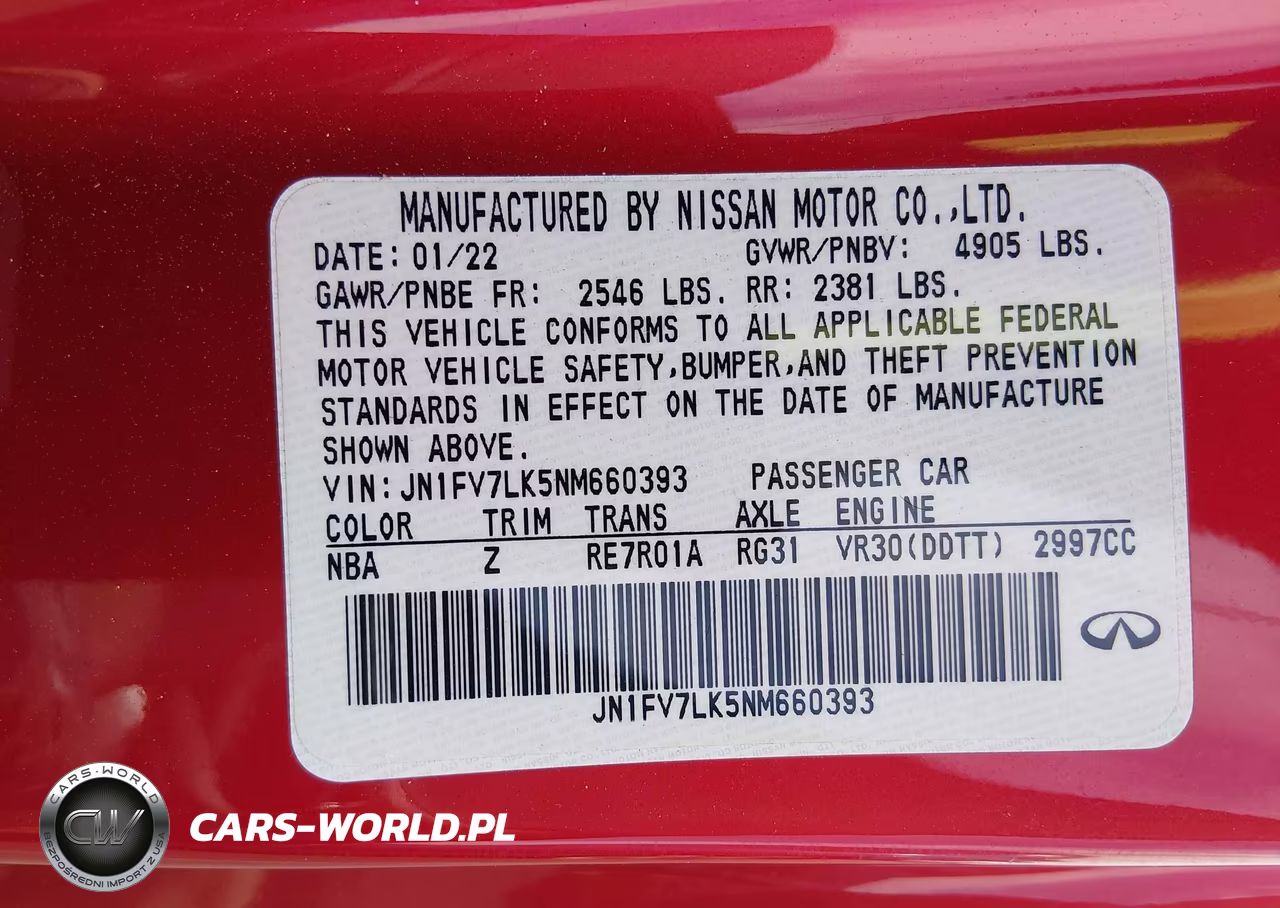 2022 Infiniti Q60 Red Sport 400 VIN:JN1FV7LK5NM660393 - 9