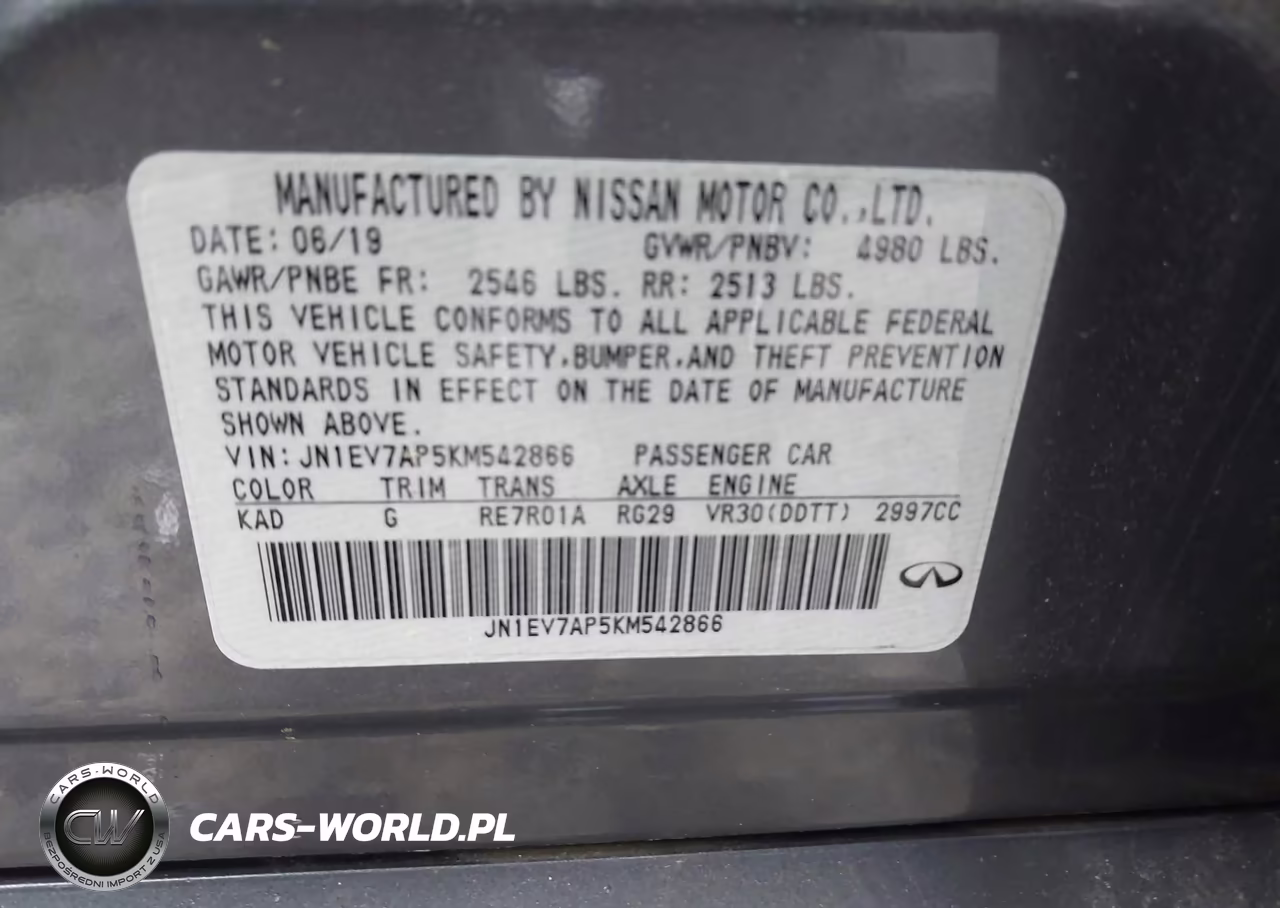 2019 Infiniti Q50 3.0T Sport VIN:JN1EV7AP5KM542866 - 9