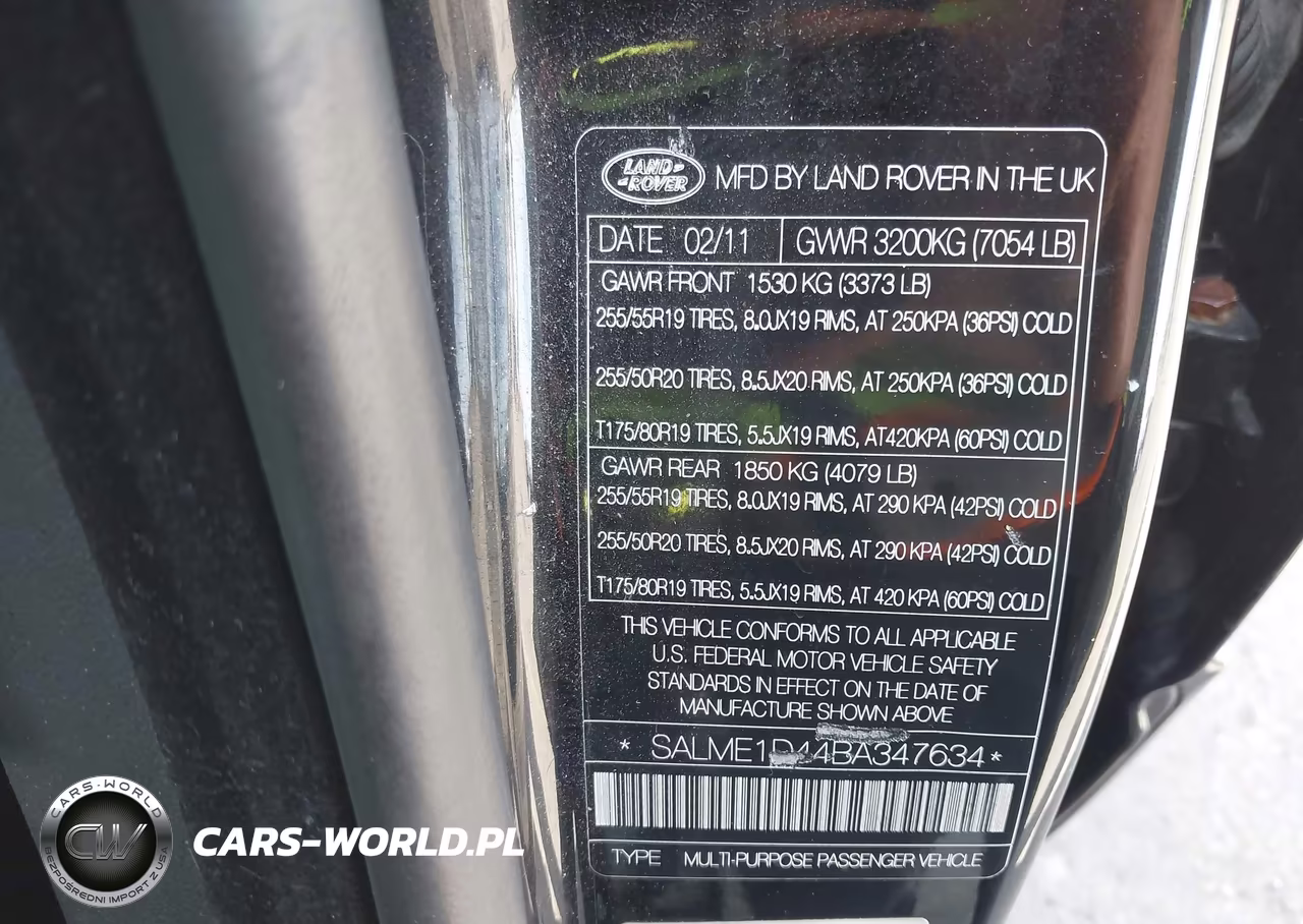 2011 Land Rover Range Rover Hse VIN:SALME1D44BA347634 - 9