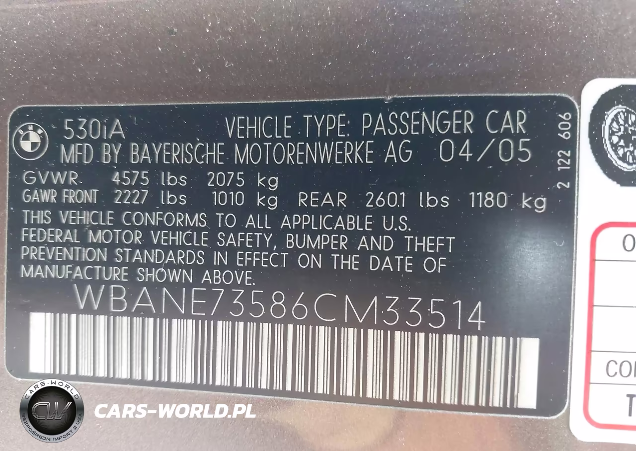 2006 BMW 530I VIN:WBANE73586CM33514 - 9