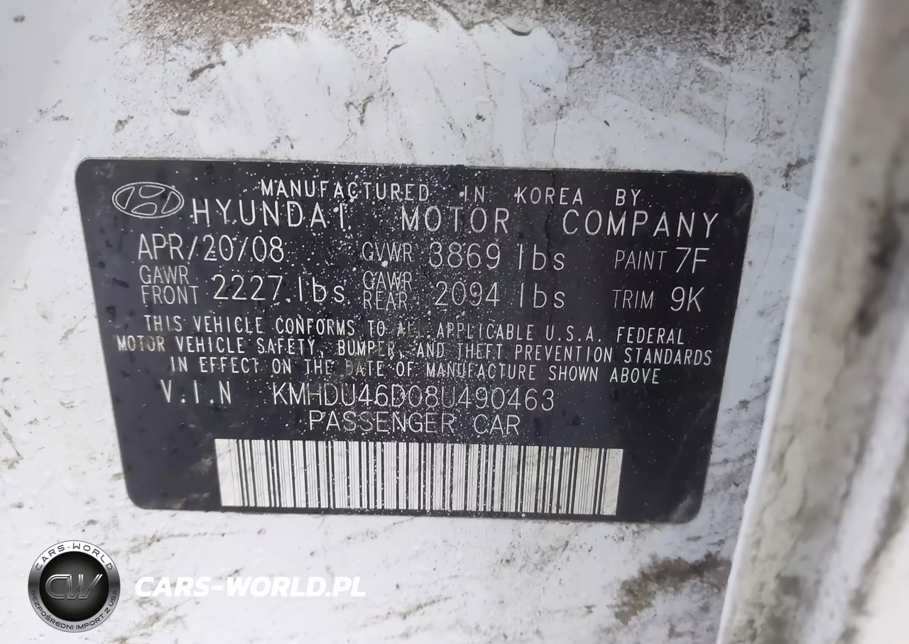 2008 Hyundai Elantra Gls-Se VIN:KMHDU46D08U490463 - 9